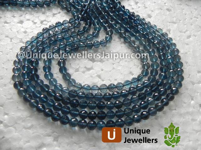 London Blue Topaz Faceted Round Beads